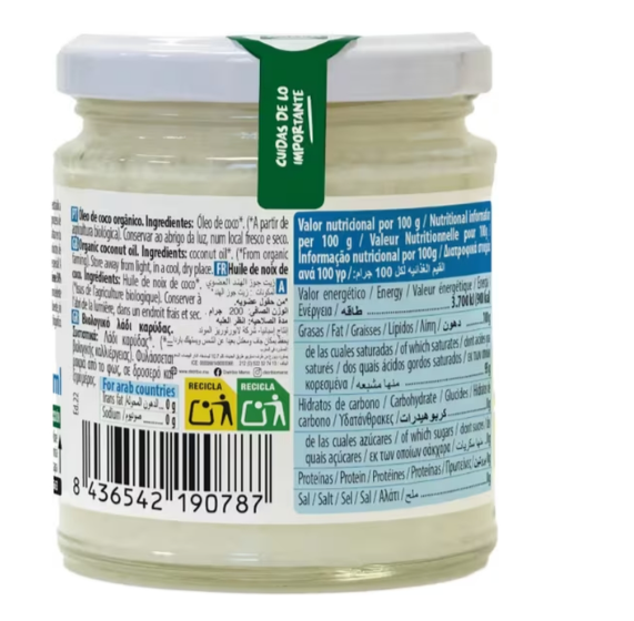 Aceite de Coco bio 200g de aceite