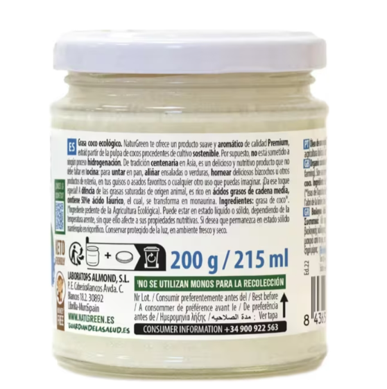 Aceite de Coco bio 200g de aceite